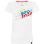 Reduzierte Weiße Gestreifte Langärmelige La Sportiva Stripe Bio T-Shirts aus Baumwolle für Damen Größe L 