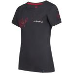 Anthrazitfarbene La Sportiva T-Shirts mit Blumenmotiv für Damen Größe L für den für den Sommer 