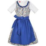 Blaue Blumenmuster Elegante Kinderfestkleider aus Baumwolle für Mädchen 3-teilig 