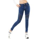 Blaue Sexy Stretch-Jeans mit Reißverschluss aus Denim für Damen Größe S 