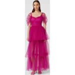 Fuchsiafarbene Lace & Beads Ballkleider aus Mesh für Damen Größe XS zum Abschlussball 