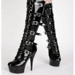 Reduzierte Schwarze Lack-Optik Gothic Kassiopea High Heel Stiefeletten & High Heel Boots aus Lackleder für Damen Größe 43 