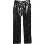Schwarze Lack-Optik Monki Straight Leg Jeans mit Reißverschluss aus Lackleder für Damen Größe XL 