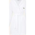 Weiße Lacoste Bio Mini Bademäntel kurz aus Baumwolle mit Kapuze für Damen Größe XL 