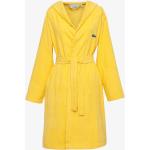 Gelbe Unifarbene Lacoste Bio Mini Bademäntel kurz mit Kapuze für Damen Größe XL 