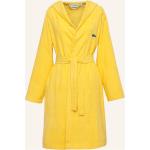 Gelbe Lacoste Bio Mini Bademäntel kurz aus Baumwolle mit Kapuze für Damen Größe XL 
