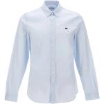 Reduzierte Hellblaue Langärmelige Lacoste Button Down Kragen Herrenlangarmhemden mit Knopf aus Baumwolle Größe XL 