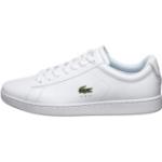 Reduzierte Weiße Lacoste Carnaby Low Sneaker mit Schnürsenkel in Schmalweite aus Leder für Herren Größe 46,5 