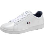 Weiße Bestickte Lacoste Carnaby Low Sneaker aus Leder leicht für Herren Größe 42,5 