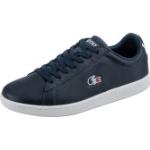 Reduzierte Blaue Lacoste Carnaby Low Sneaker mit Schnürsenkel in Schmalweite aus Leder für Herren Größe 41 