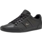 Reduzierte Schwarze Business Lacoste Low Sneaker mit Schnürsenkel in Schmalweite aus Leder für Herren Größe 44,5 