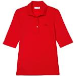 Rote Kurzärmelige Lacoste Kurzarm-Poloshirts mit Knopf für Damen Größe M 
