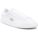 Reduzierte Weiße Lacoste Graduate Low Sneaker mit Schnürsenkel in Schmalweite aus Leder für Herren Größe 44,5 