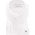 Weiße Langärmelige Lacoste Button Down Kragen Herrenlangarmhemden aus Baumwolle Größe M 