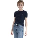 Reduzierte Blaue Kurzärmelige Lacoste T-Shirts aus Baumwolle für Damen Größe L für den für den Sommer 