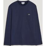 Marineblaue Bestickte Langärmelige Lacoste T-Shirts für Herren Größe XS 