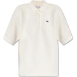 Cremefarbene Kurzärmelige Lacoste White Kurzarm-Poloshirts für Damen Größe XL 