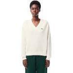 Beige Elegante Lacoste Bio V-Ausschnitt Damensweatshirts aus Baumwolle 