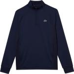 Marineblaue Unifarbene Lacoste Rundhals-Ausschnitt Rundhals-Pullover mit Reißverschluss aus Polyester mit Kapuze für Herren Größe XL 