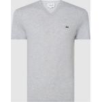 Silberne Melierte Lacoste V-Ausschnitt T-Shirts aus Baumwolle für Herren Größe XS 