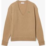 Reduzierte Braune Unifarbene Vintage Lacoste V-Ausschnitt Damensweatshirts aus Wolle Größe M für den für den Herbst 