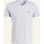 Hellgraue Lacoste V-Ausschnitt T-Shirts aus Baumwolle für Herren Übergrößen 