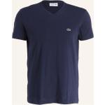 Marineblaue Lacoste V-Ausschnitt T-Shirts aus Baumwolle für Herren Übergrößen 