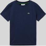 Marineblaue Halblangärmelige Lacoste Rundhals-Ausschnitt Kinder T-Shirts aus Baumwolle Größe 140 