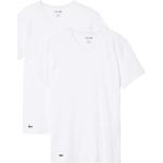 Weiße Unifarbene Casual Kurzärmelige Lacoste V-Ausschnitt T-Shirts aus Baumwolle mit Kapuze für Herren Größe XL 2-teilig 