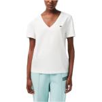 Weiße Kurzärmelige Lacoste White T-Shirts aus Baumwolle für Damen Größe M für den für den Sommer 