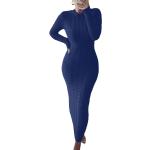 Blaue Unifarbene Casual Maxi Strickpullover aus Polyester für Damen Größe 3 XL für den für den Sommer 
