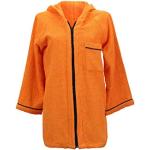 Orange Elegante Bademäntel kurz mit Reißverschluss aus Baumwolle mit Kapuze für Damen 