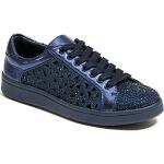 Marineblaue Low Sneaker mit Strass für Damen Größe 37,5 