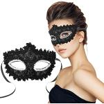 Schwarze Venezianische Masken aus Leder für Damen 