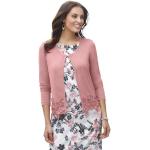 Rosa Unifarbene Langärmelige Rundhals-Ausschnitt Shirt-Boleros aus Spitze ohne Kragen für Damen Größe XXL 