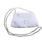 LadyMYP©Kommuniontasche Brautbeutel mit Perlen in Kreuzform mit Langer Perlenkette für Hochzeit Kommunion weiß/Ivory NEU (weiß)
