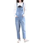 Reduzierte Hellblaue Vintage Jeans-Latzhosen aus Denim für Damen Größe M für Partys 