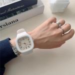 Schwarze Quadratische Quarz Damenarmbanduhren aus Silikon mit Kunststoff-Uhrenglas mit Kautschukarmband 