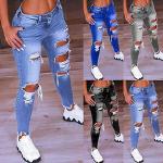 Hellblaue Ripped Jeans & Zerrissene Jeans aus Denim für Damen Größe 5 XL 