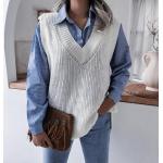 Braune Unifarbene Atmungsaktive Strickwesten aus Polyester für Damen Größe L für den für den Winter 