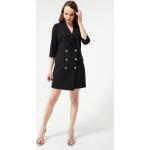 Schwarze Unifarbene Langärmelige Mini Blazerkleider aus Polyester für Damen Größe S 