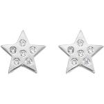Silberne Sterne Perlenohrstecker aus Silber mit Zirkonia für Damen 