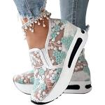 Grüne Bestickte Slip-on Sneaker ohne Verschluss aus Mesh atmungsaktiv für Damen Größe 40 für den für den Frühling 