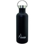 Laken Basic Edelstahlflasche, Trinkflasche Weite Öffnung mit Edelstah Schraubverschluss, BPA frei 1L, Schwarz