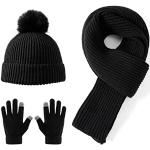 Schwarze Skater Champagne Lallier Mütze Schal Handschuh Sets für Kinder für den für den Winter 