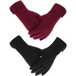 Reduzierte Schwarze Elegante Audrey Hepburn Gefütterte Handschuhe mit Lama-Motiv mit Knopf für Damen Einheitsgröße für den für den Winter 