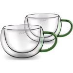 Grüne Teegläser 270 ml mit Kaffee-Motiv aus Glas 2-teilig 
