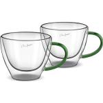 Grüne Teegläser 190 ml mit Kaffee-Motiv aus Glas 2-teilig 