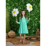 Reduzierte Grüne Blumenmuster Lamino Rundhals-Ausschnitt Kinderkleider aus Baumwolle für Mädchen Größe 152 