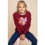 Reduzierte Rote Blumenmuster Lamino Rundhals-Ausschnitt Kindersweatshirts aus Baumwolle für Mädchen Größe 146 
